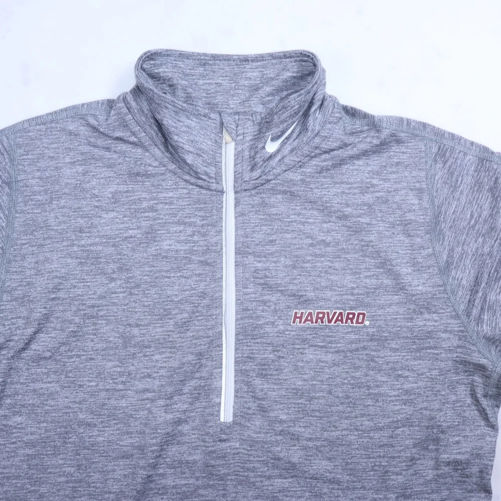 Nike Dri-FIT Harvard Heathered Grey‎ Half Zip Pullover Womens Small Thumbholes